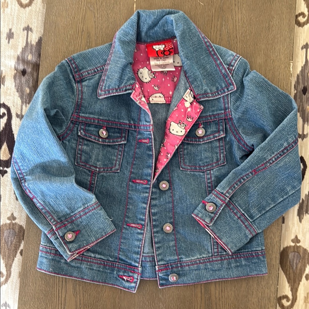 Hello Kitty Denim Jacket for Toddler Girl size 3T- Blue and Pink